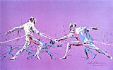 Leroy Neiman Olympic Fencers painting
